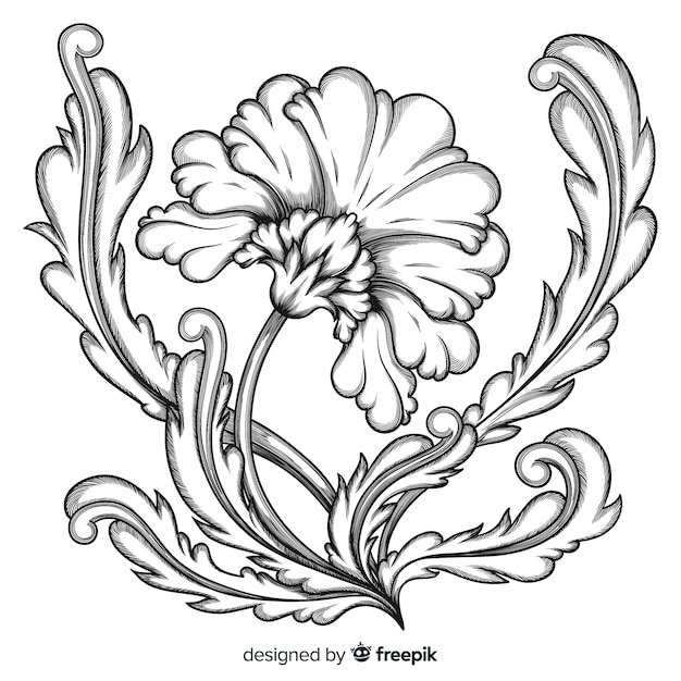 Free Vector Baroque Vintage Flower