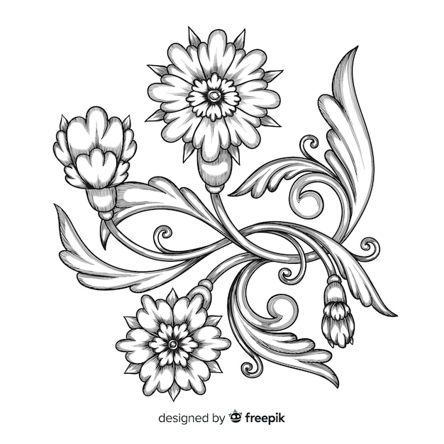 Free Vector | Baroque vintage flower