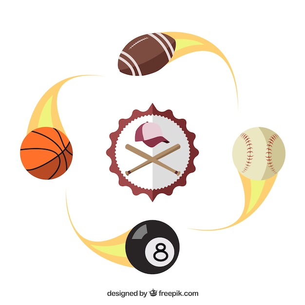 Baseball badge and sport balls