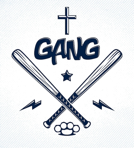 Premium Vector Baseball Bats Crossed Vector Criminal Gang Logo Or Sign Gangster Style Theme 