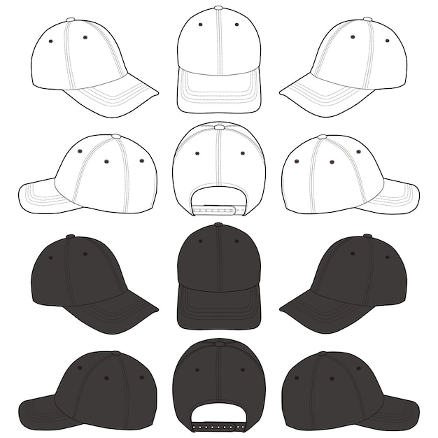 Download Baseball cap fashion flat sketch template | Premium Vector