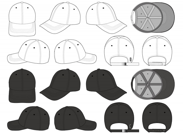 Download Baseball cap fashion flat technical drawing template ...