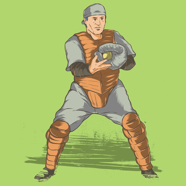 Premium Vector Baseball catcher illustration