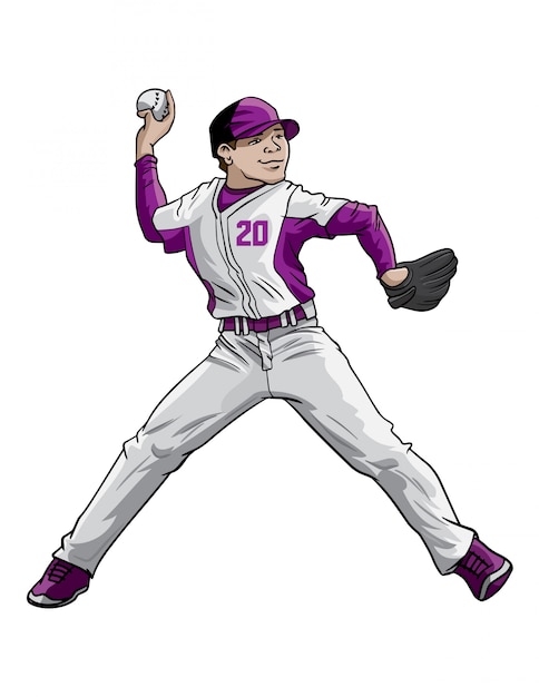 Download Baseball pitcher in action | Premium Vector