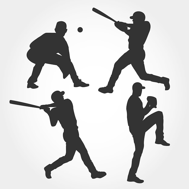 Download Baseball player silhouette collection | Premium Vector
