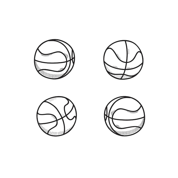 Basket ball doodle set | Premium Vector