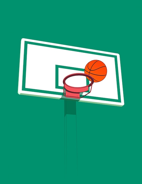 Download Basketball 3d hoop and ball stylized illustration | Premium Vector