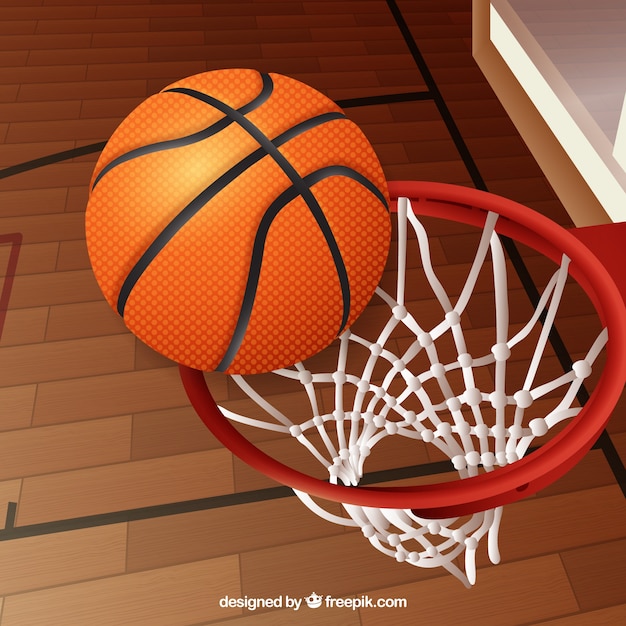 Basketball ball background in a basket