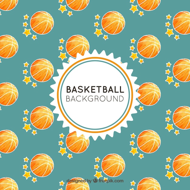 Basketball ball background with hand drawn\
stars