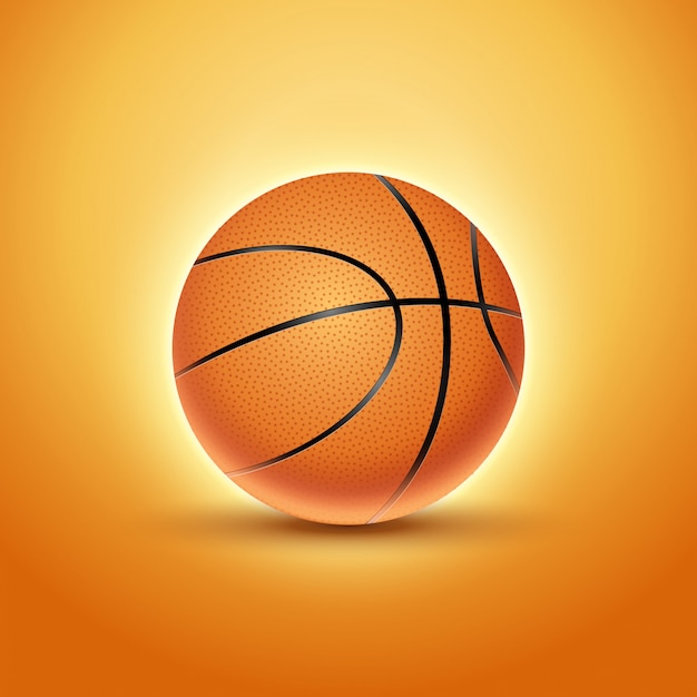 バスケットボールボールはオレンジ色のアイコンの背景を分離しました バスケットボールチームイラストデザイン プレミアムベクター