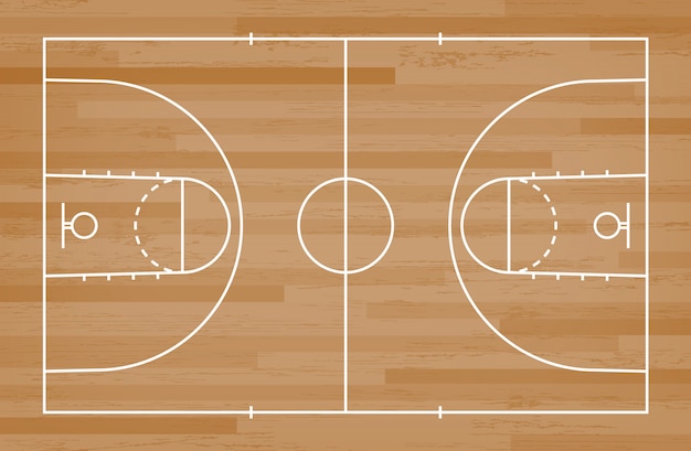 Premium Vector | Basketball court floor with line pattern on wood ...