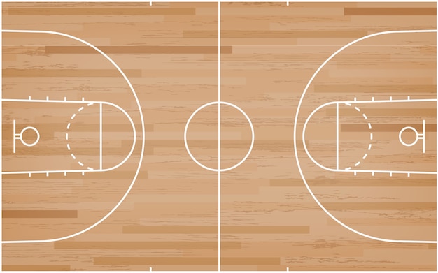 Premium Vector | Basketball court floor with line pattern on wood ...