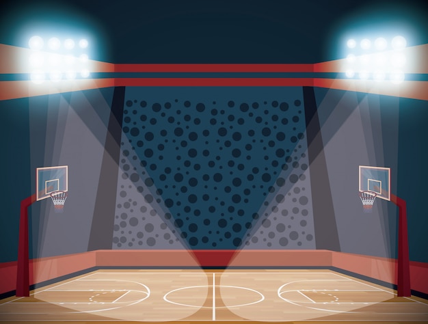 Free Vector | Basketball court stadium scenery cartoon