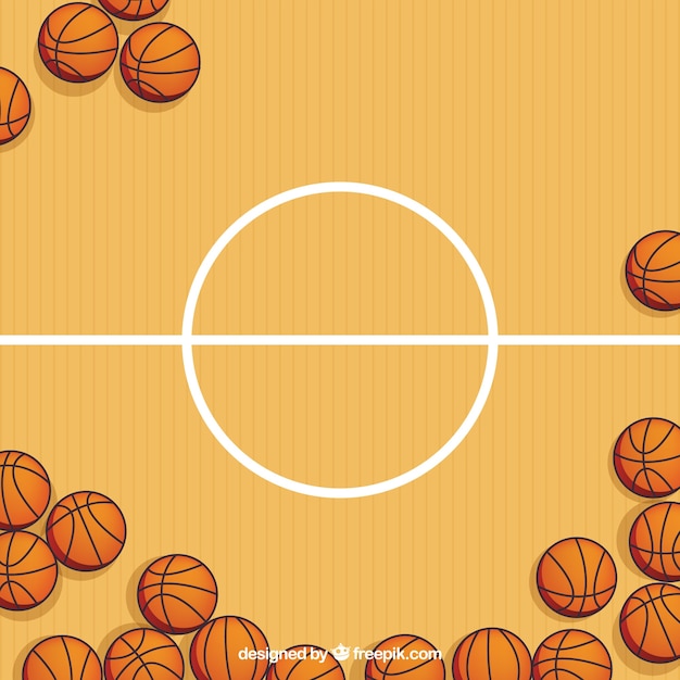 Basketball court with balls background