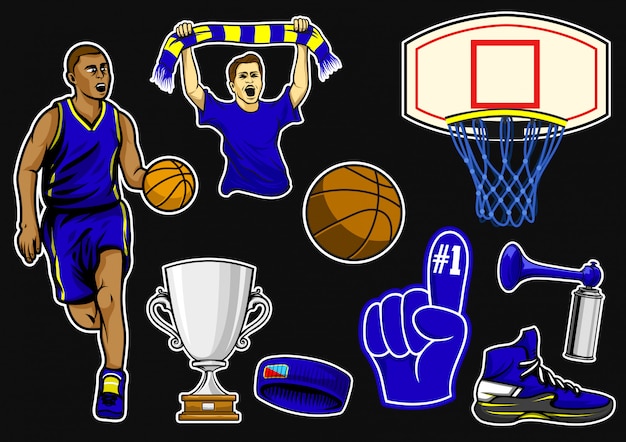 Premium Vector | Basketball Equipment Stock Vector Set