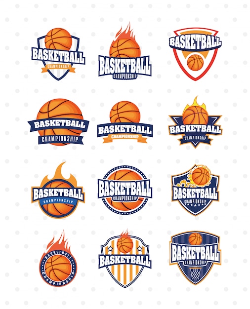 Premium Vector | Basketball game sport set emblems