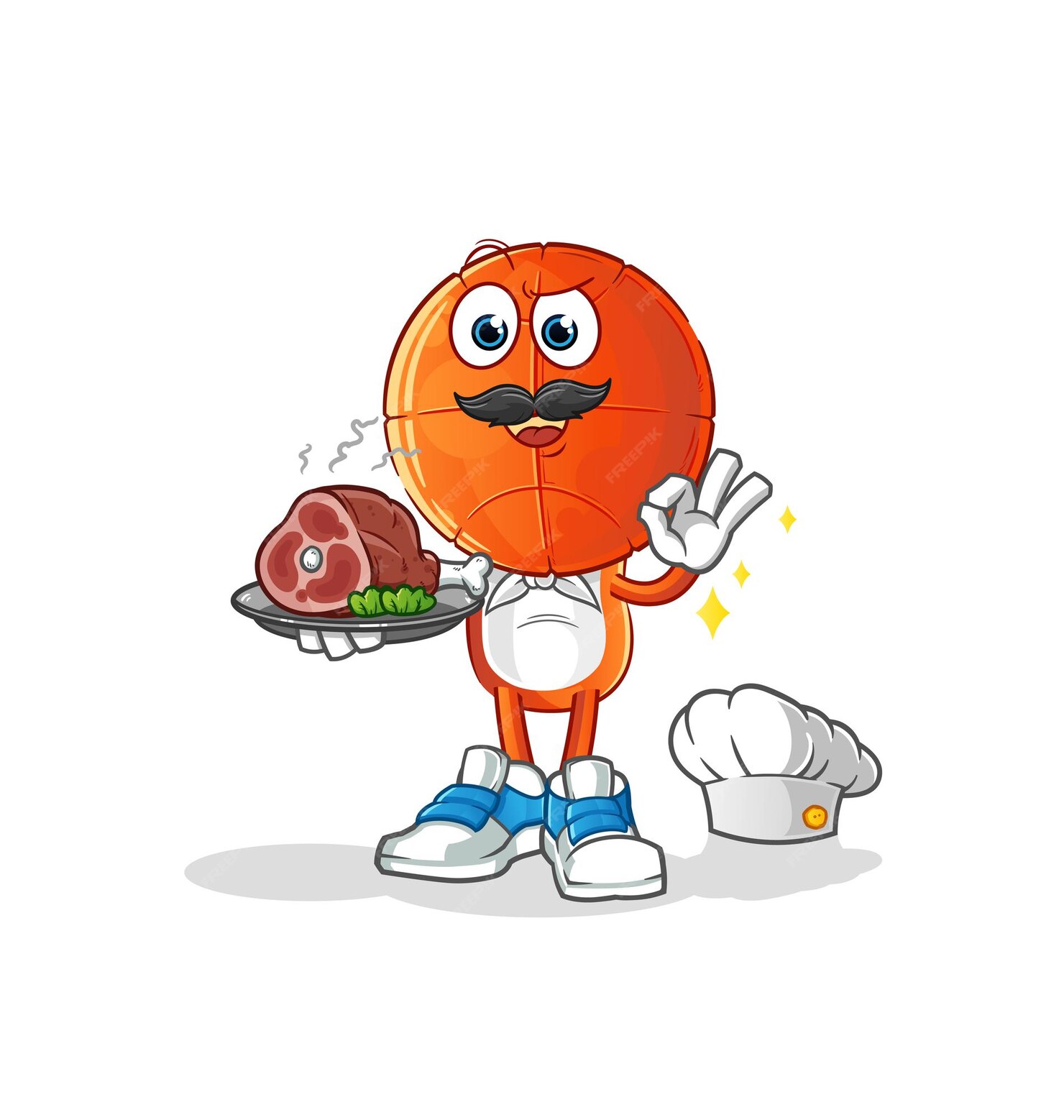 Premium Vector | Basketball head cartoon chef with meat mascot. cartoon ...