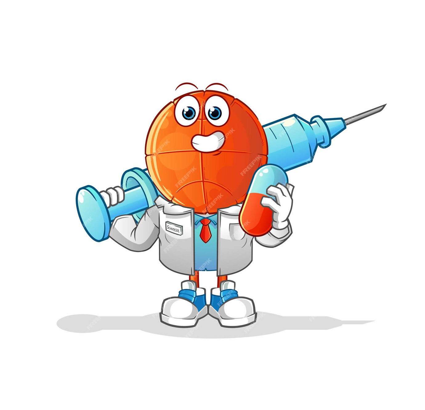 Premium Vector | Basketball head cartoon doctor holding medichine and ...