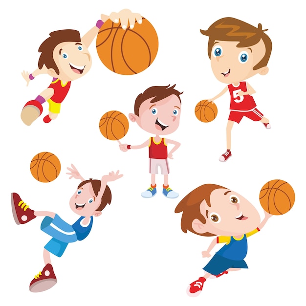 Premium Vector | Basketball kids player sport