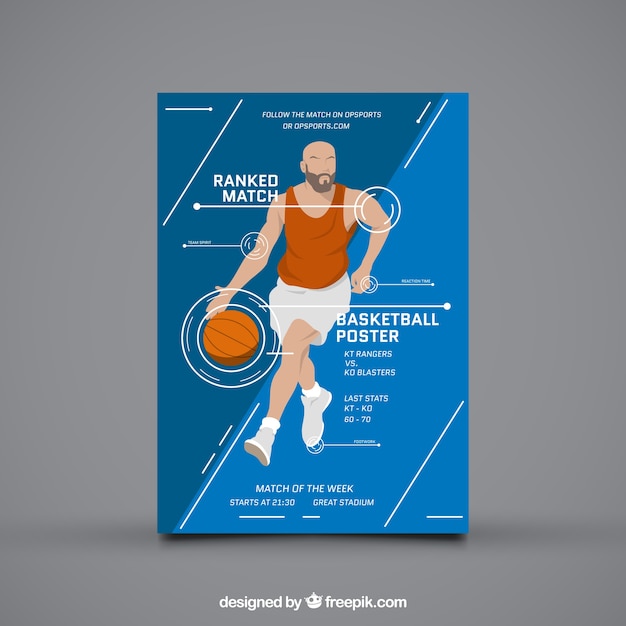 Basketball player brochure in infographic
style