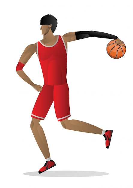 Premium Vector | Basketball player in white red uniform with the ball