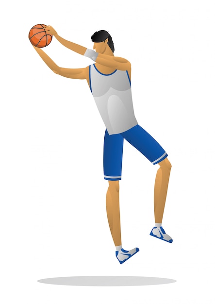 Premium Vector | Basketball player in white uniform with the ball