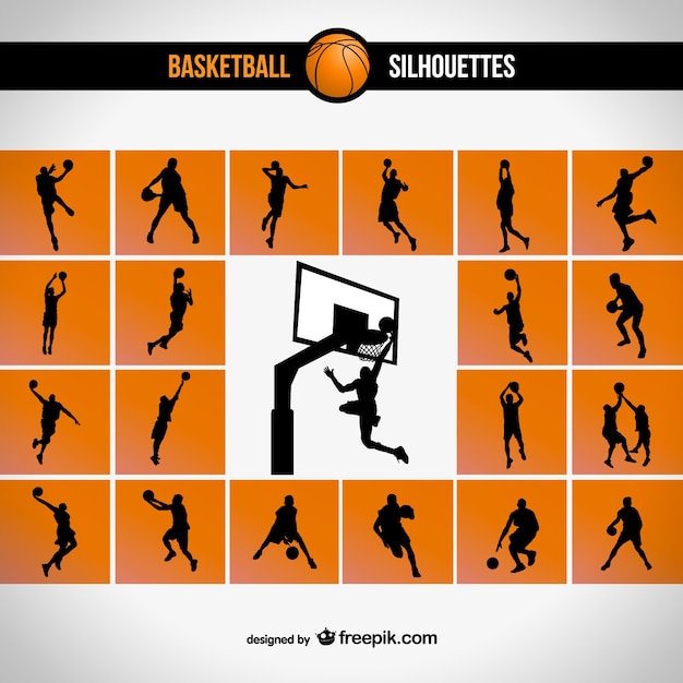 Basketball silhouette set