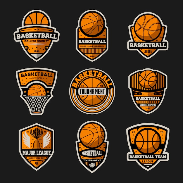 Premium Vector | Basketball tournament vintage isolated badge set
