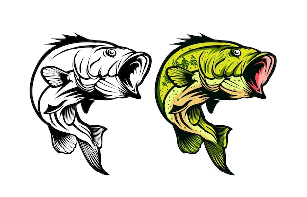 Download Bass fish- fishing vector illustration Vector | Premium ...