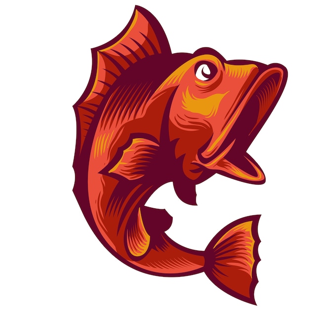 Download Bass fish large mouth Vector | Premium Download