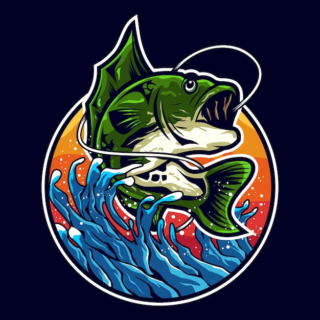 Download Premium Vector | Bass fishing illustration logo design