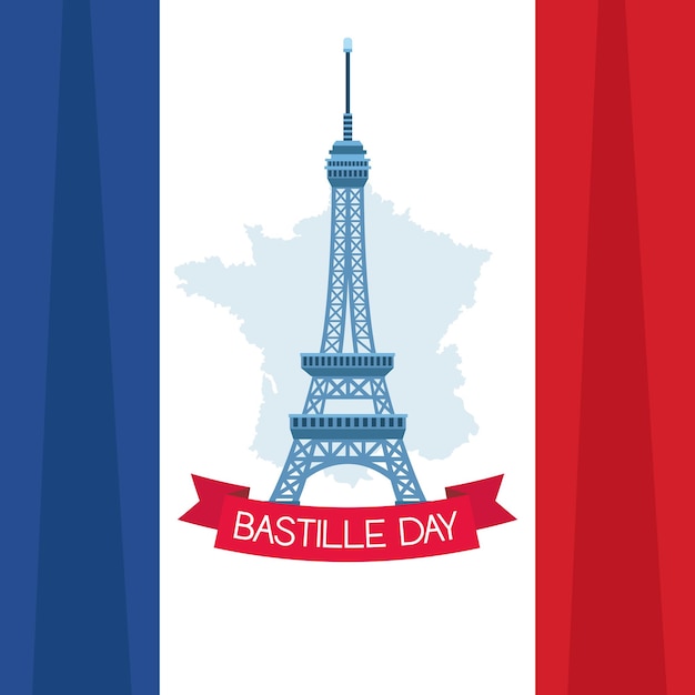 Premium Vector | Bastille day card