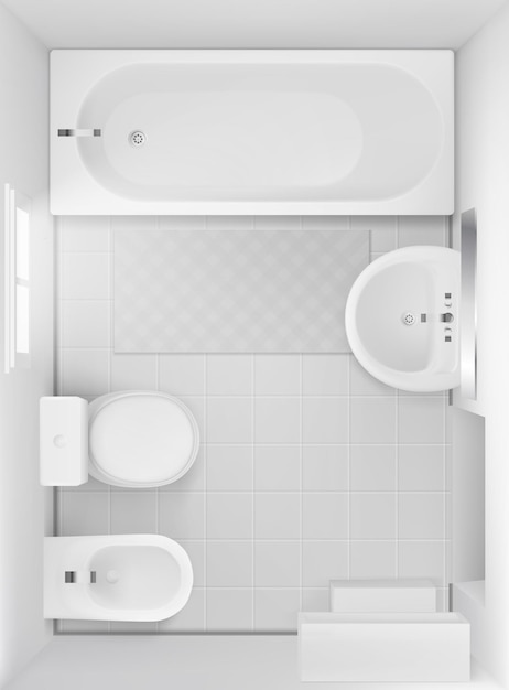 Free Vector | Bathroom interior, top view