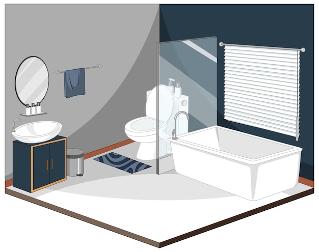 Free Vector Bathroom Interior With Furniture