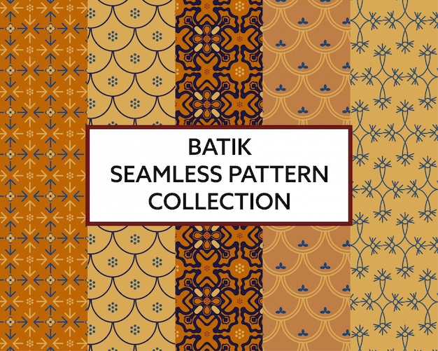 Batik fabric seamless pattern collection vector Premium Vector