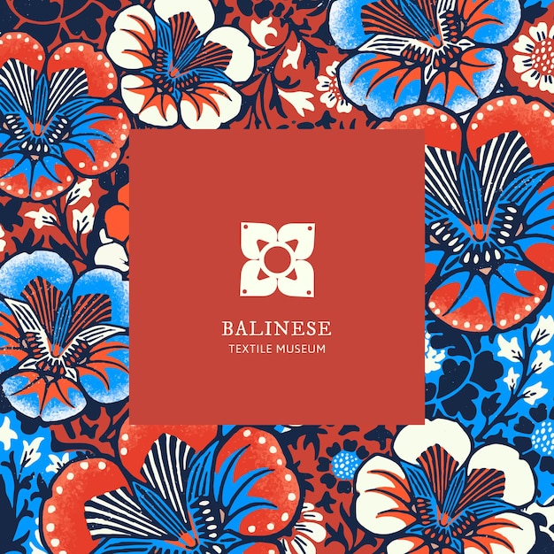 Free Vector Batik Floral Pattern Template With Minimal Logo Remixed From Public Domain Artworks