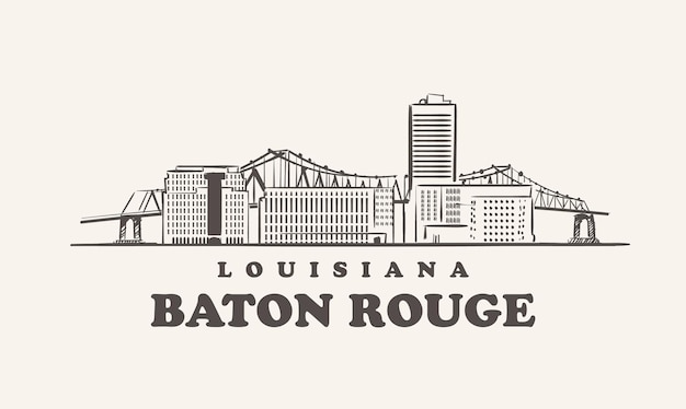 Premium Vector Baton Rouge Skyline Louisiana