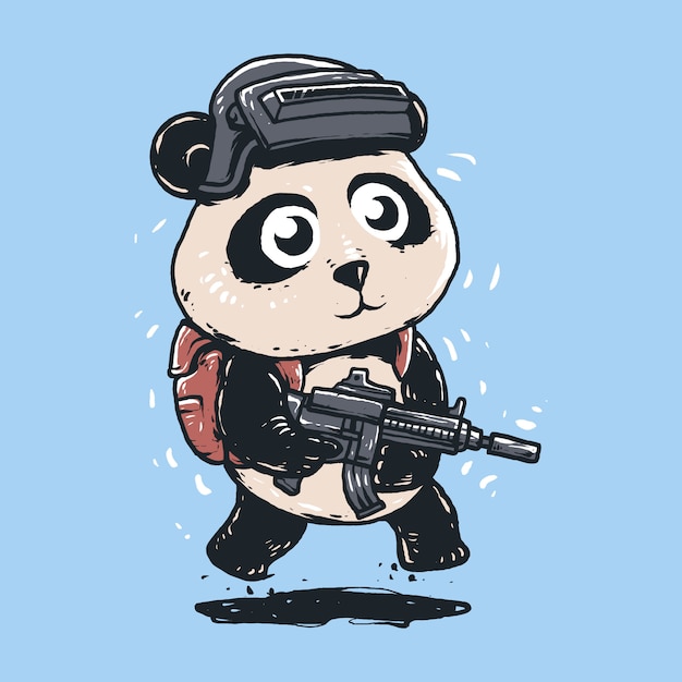 Premium Vector | Battle cartoon panda illustration