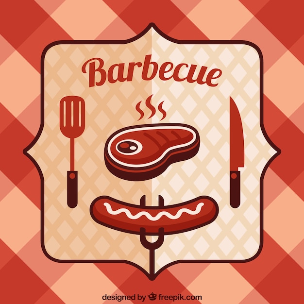 Bbq badge on a tablecloth background