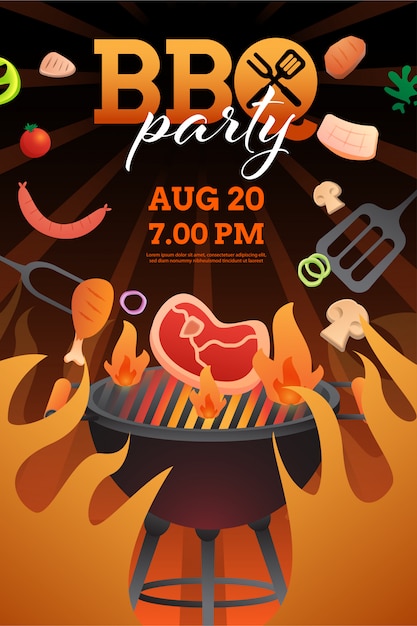 Bbq party invitation ,card or poster template with grill ...