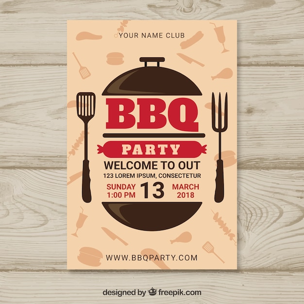 Bbq party poster in flat design