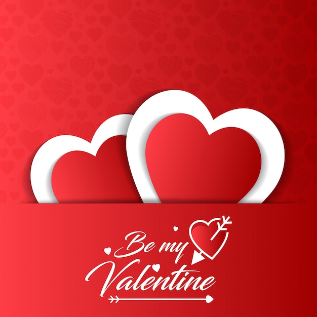 Free Vector Be My Valentine Card With Red Pattern Background