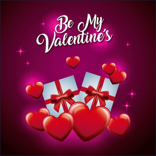 Premium Vector Be my valentines love heart gift boxes celebration