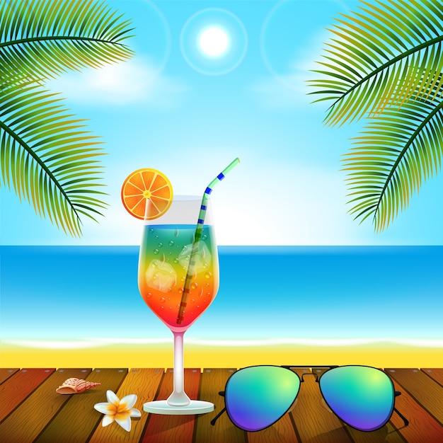 Premium Vector | Beach background illustration