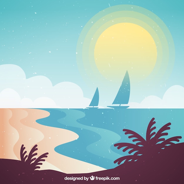 Beach background with boats