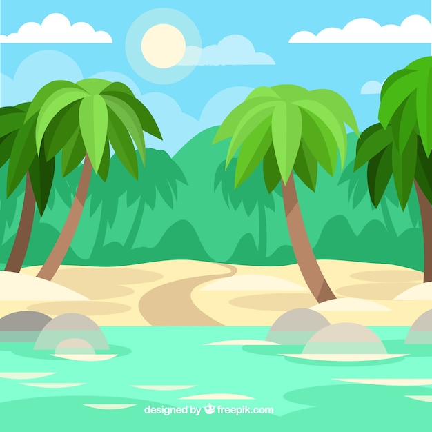 Beach background with palms