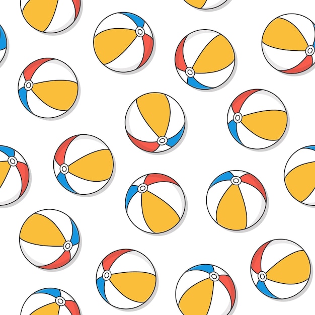 Premium Vector Beach ball seamless pattern on a white background