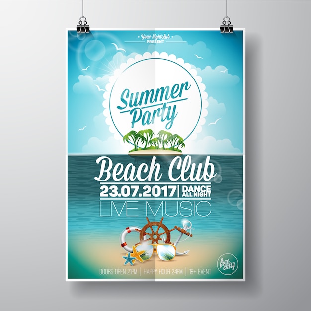 Beach club party poster