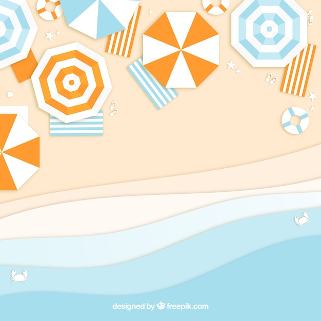 Beach from the top with paper style