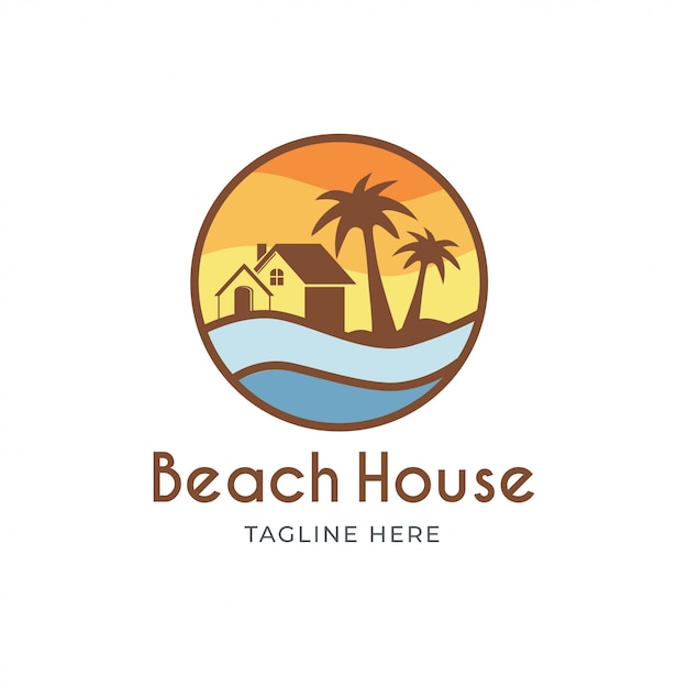 Premium Vector | Beach house logo